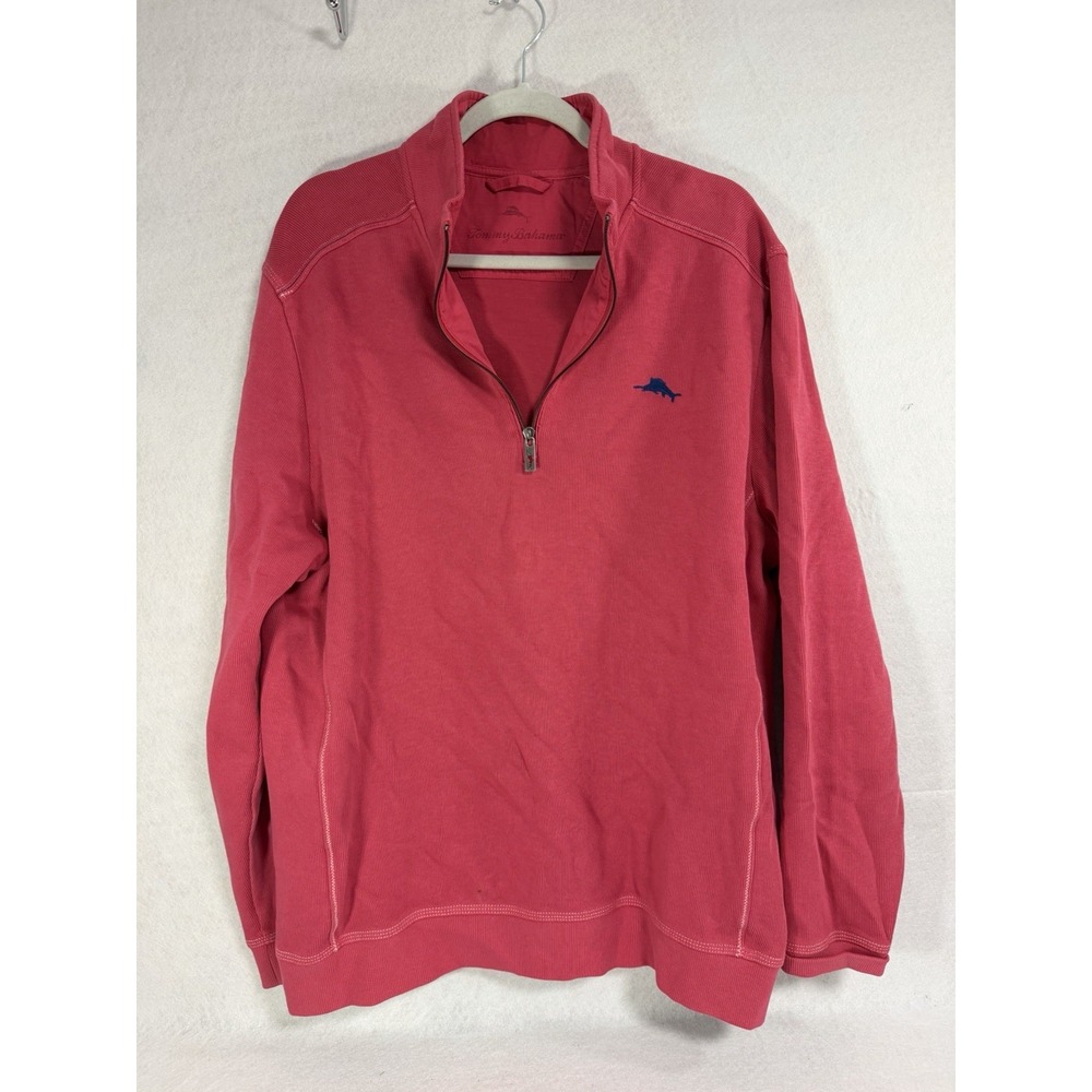 Tommy Bahama Tobago Bay Half Zip Sweatshirt Men's, Salmon Color, Large